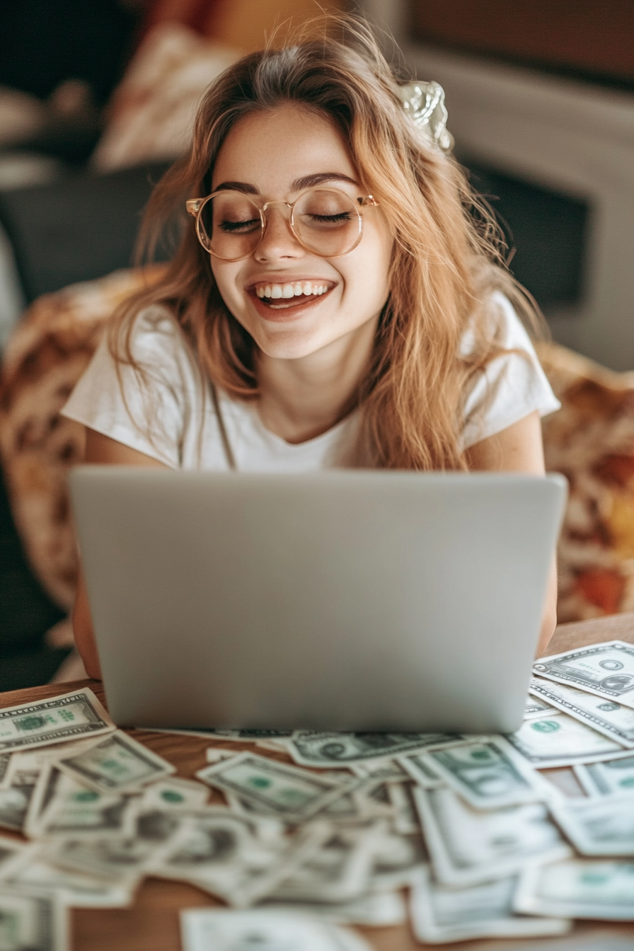 Creativecat Picture Of Young Woman Looking Happy With Laptop Ma 35659946 0a16 4f1e 8d35 A6fa415e1463