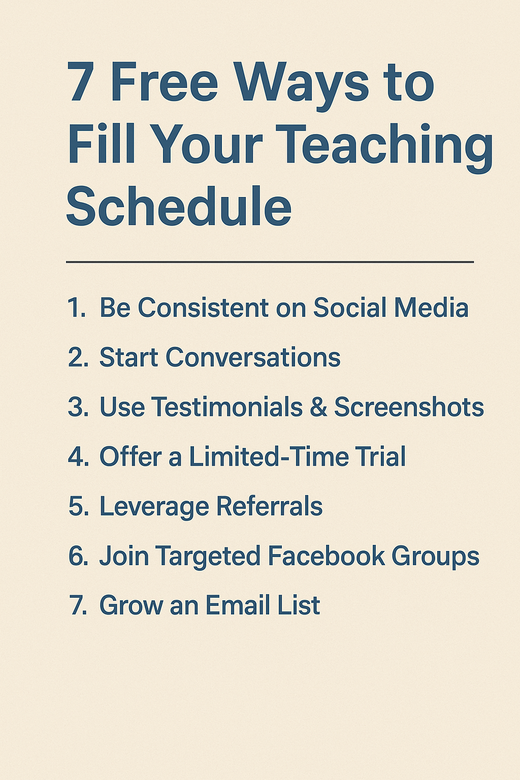 7 ways to fill your teaching schedule organically (without paid ads)
