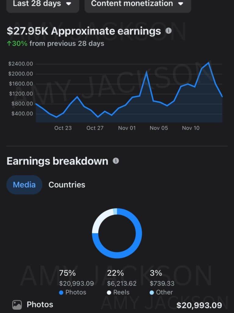 Amy Jackson's Facebook earnings