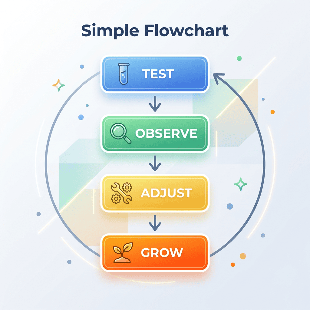 test, observe, adjust, grow